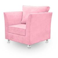 Poltrona Decorativa Para Sala E Quarto Lisboa Suede Rosa Bebê - 1