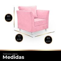 Poltrona Decorativa Para Sala E Quarto Lisboa Suede Rosa Bebê - 2