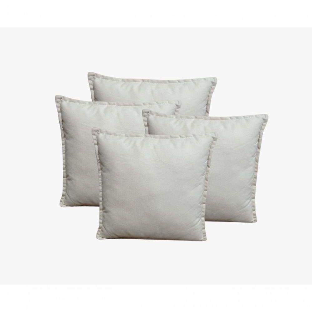 Kit 4 Almofadas Decorativas Cheias Com Ziper Suede Bege - 1