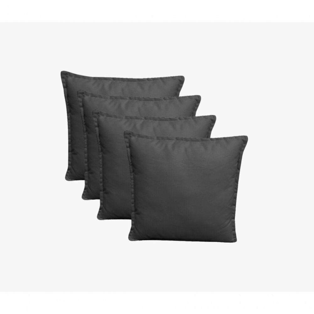 Kit 4 Almofadas Decorativas Cheias Com Ziper Suede Cinza Escuro - 1