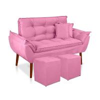 Kit 01 Namoradeira Opala 02 Puff Quadrado 02 Almofadas Rosê - 1