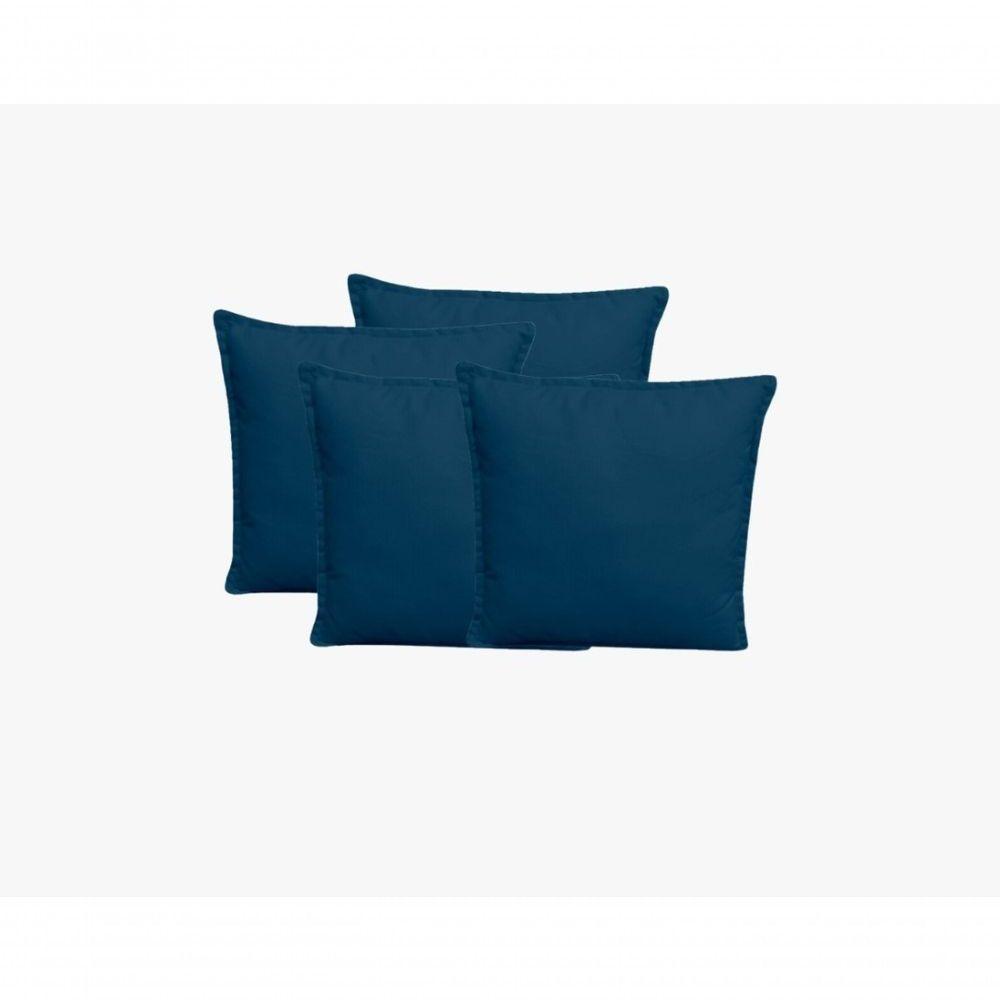 Kit 4 Almofadas Decorativas Cheias Com Ziper Suede Azul Marinho - 1