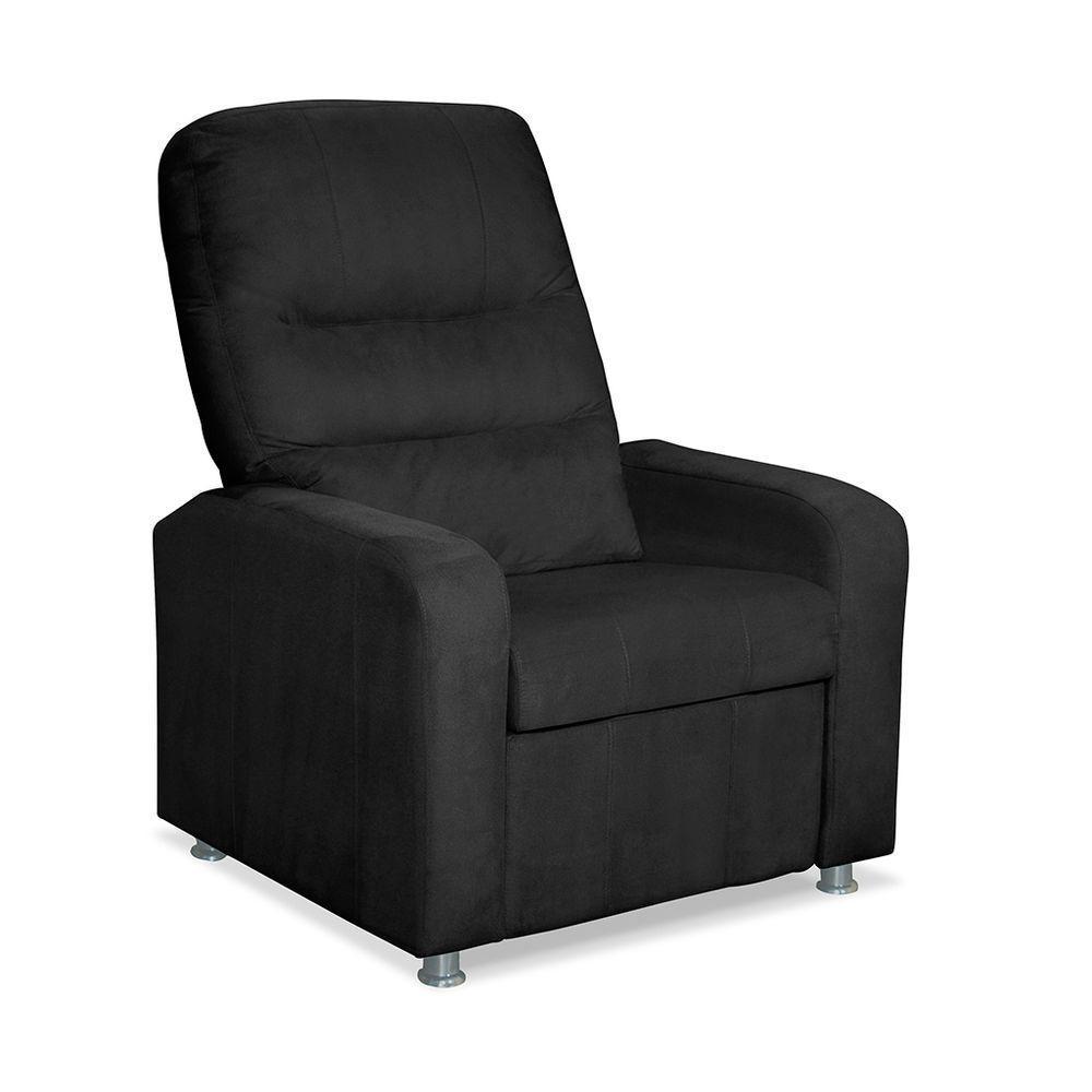 Kit 02 Poltrona Do Papai Reclinável Confortável Suede Preto - 2