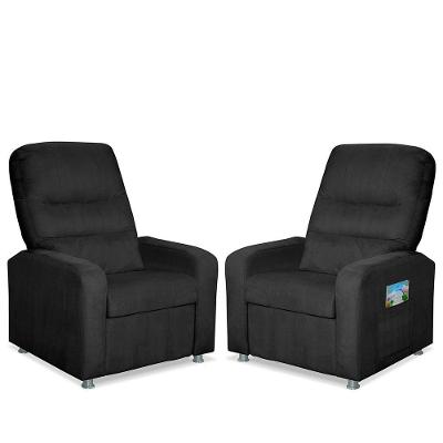 Kit 02 Poltrona Do Papai Reclinável Confortável Suede Preto