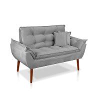 Kit 01 Namoradeira Opala 02 Puff Quadrado 02 Almofadas Cinza Claro - 3