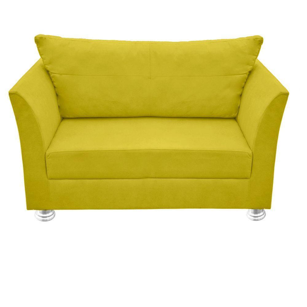 Namoradeira Lisboa 02 Lugares Para Sala Salão Escritório Suede Amarelo - 1