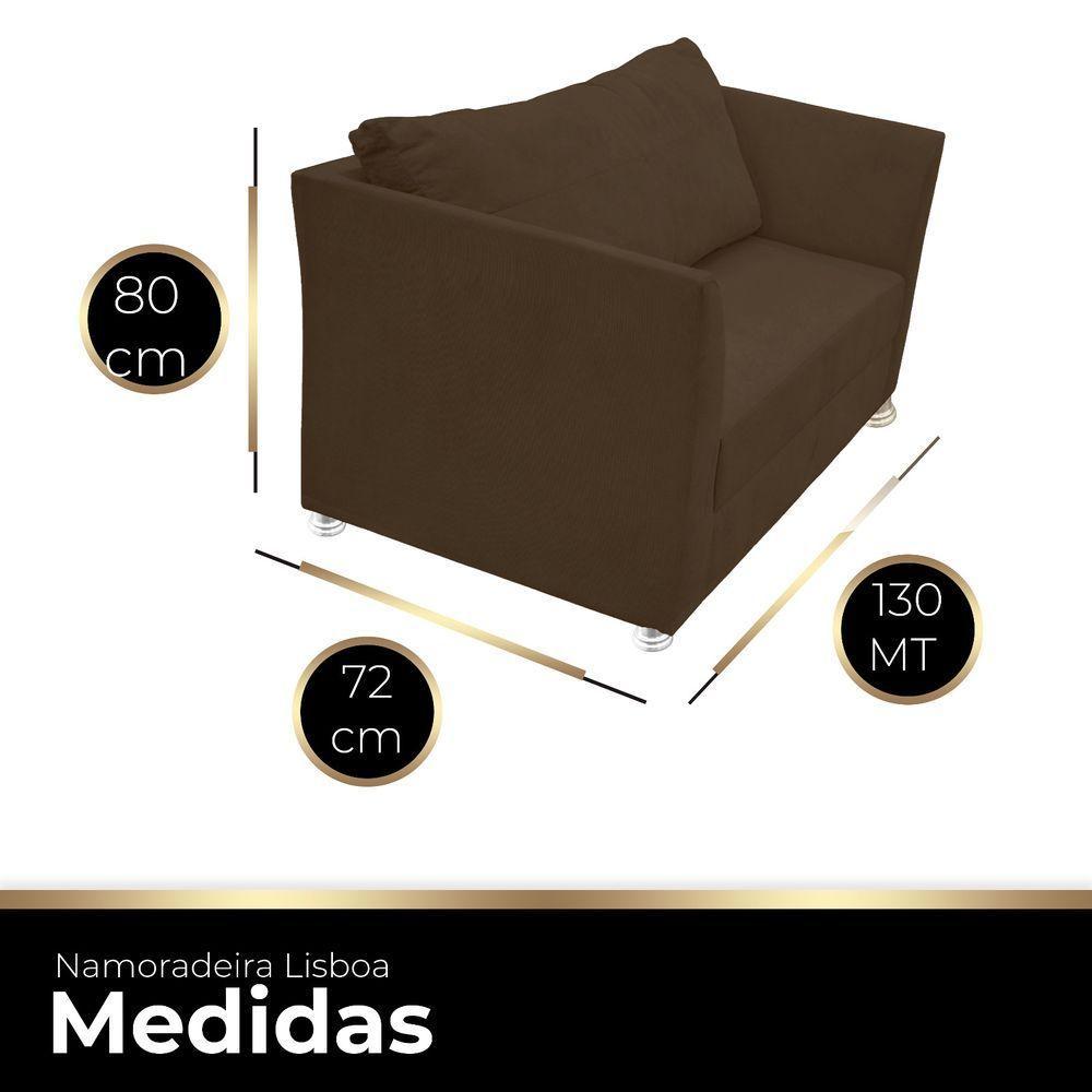 Namoradeira Lisboa 02 Lugares Para Sala Salão Escritório Suede Marrom - 2