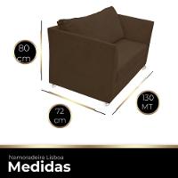 Namoradeira Lisboa 02 Lugares Para Sala Salão Escritório Suede Marrom - 2