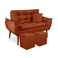 Kit 01 Namoradeira Opala 02 Puff Quadrado 02 Almofadas Terracota - 1