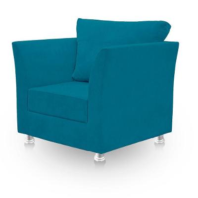 Poltrona Decorativa Para Sala E Quarto Lisboa Suede Azul Claro