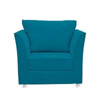 Poltrona Decorativa Para Sala E Quarto Lisboa Suede Azul Claro - 4