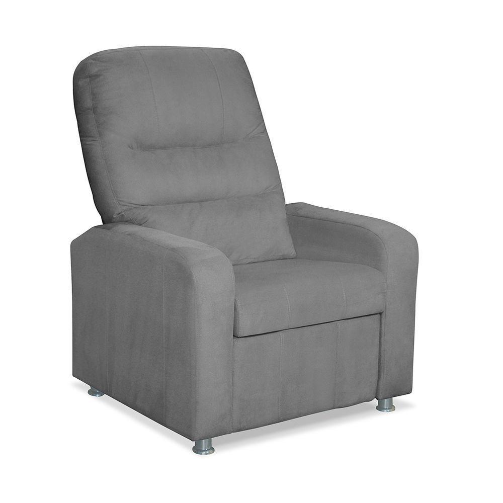 Poltrona Do Papai Reclinável Confortável Suede Cinza Escuro - 3