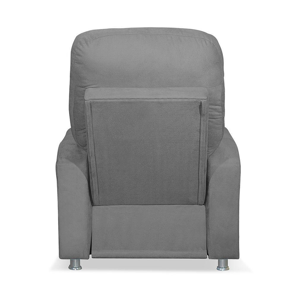 Poltrona Do Papai Reclinável Confortável Suede Cinza Escuro - 4