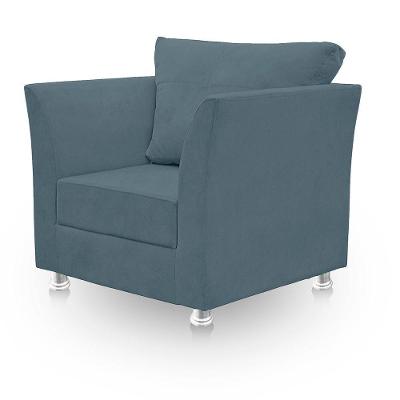 Poltrona Decorativa Para Sala E Quarto Lisboa Suede Azul Turquesa