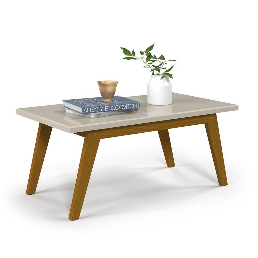 Mesa De Centro Com Pés Em Madeira Prism Off White - Patrimar - 3
