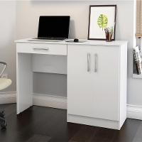 Mesa Computador Com Portas E Gavetas Space Branco - Patrimar - 1