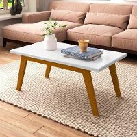 Mesa De Centro Com Pés Em Madeira Prism Branco Acetinado - Patrimar - 1