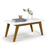 Mesa De Centro Com Pés Em Madeira Prism Branco Acetinado - Patrimar - 2