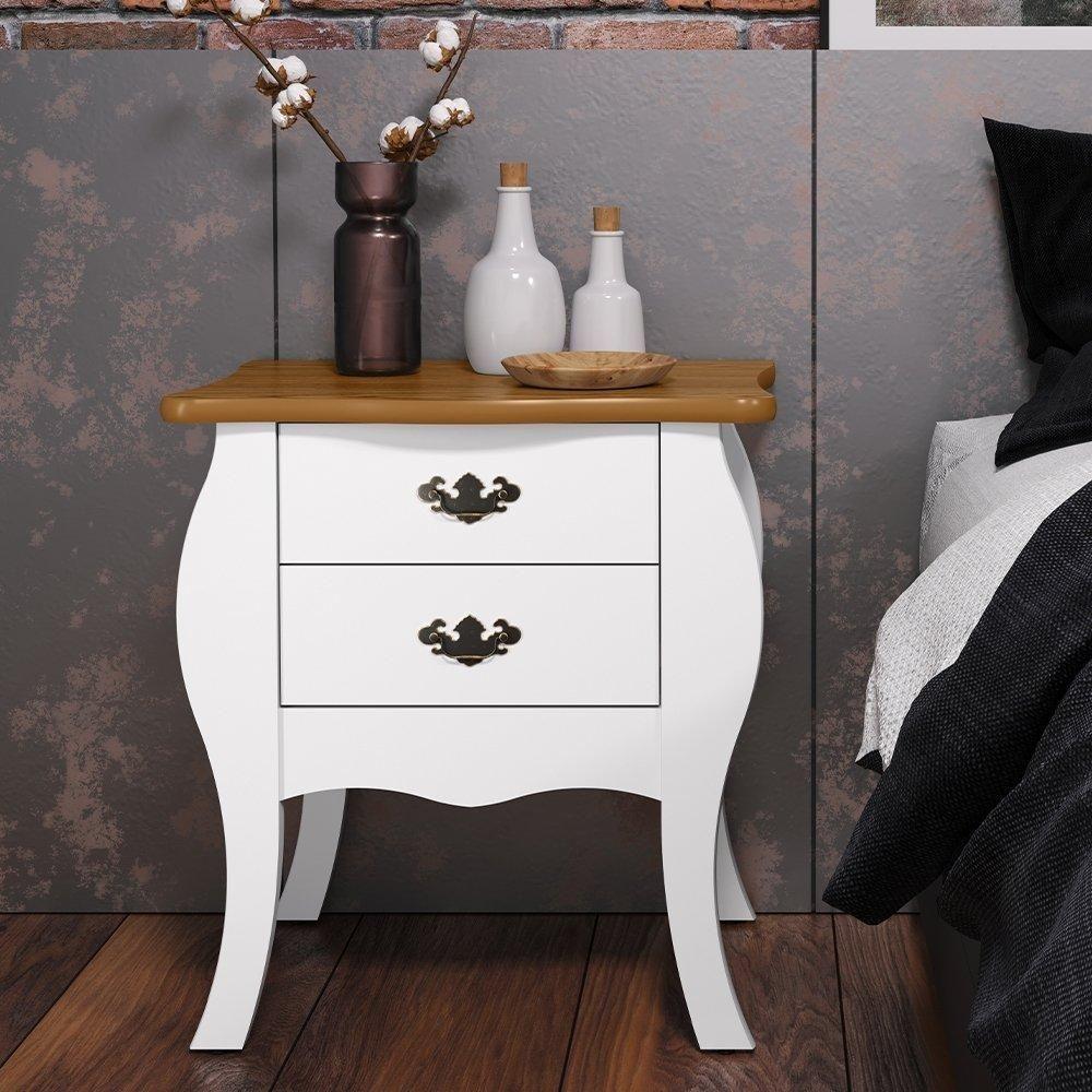 Bombe Com 02 Gavetas Premier Branco Acetinado/cumarú - Patrimar - 1