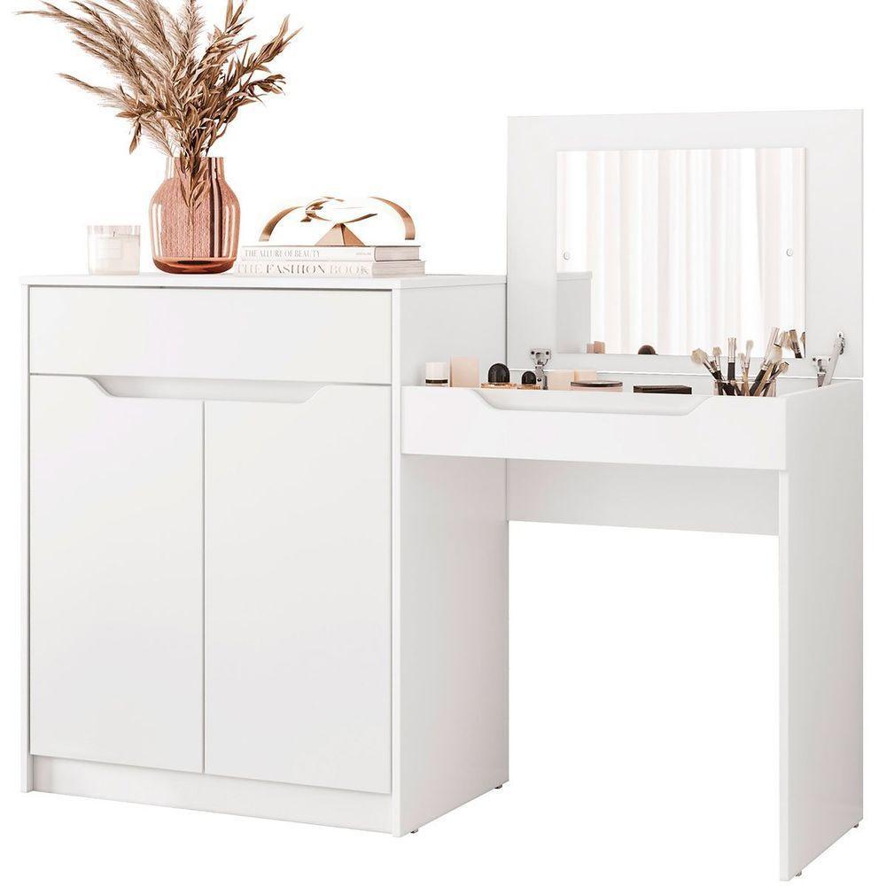 Penteadeira Escrivaninha Theo Com Espelho Branco - 1