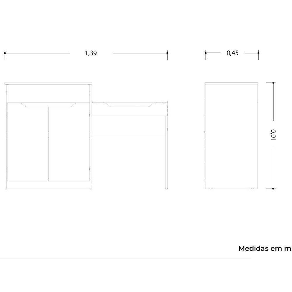 Penteadeira Escrivaninha Theo Com Espelho Branco - 5