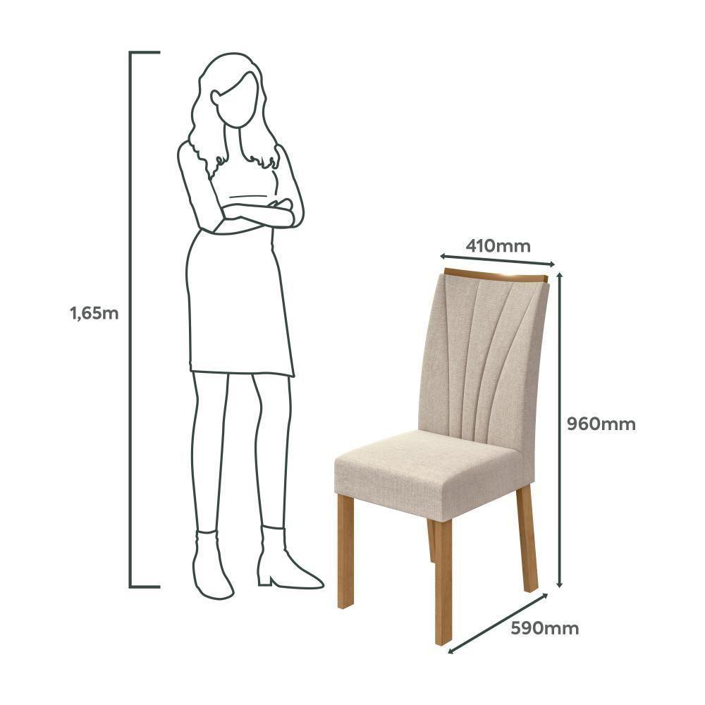 Conjunto Mesa De Jantar 1,20 Com Vidro E 4 Cadeiras Tecido Linho Bege Amendoa Clean-off White - 2