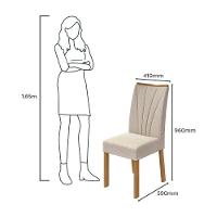 Conjunto Mesa De Jantar 1,20 Com Vidro E 4 Cadeiras Tecido Linho Bege Amendoa Clean-off White - 2