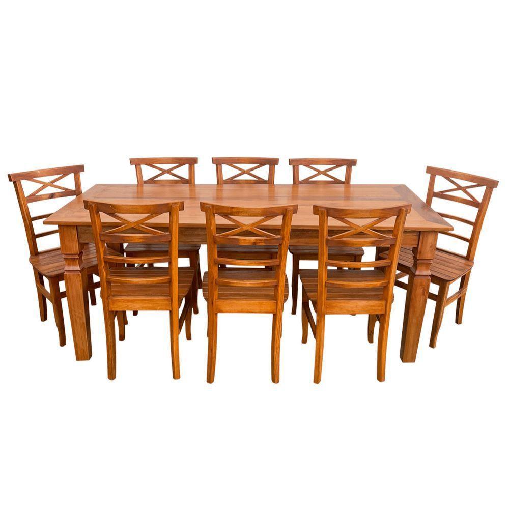 Mesa De Jantar Madeira Maciça 200 X 90 Com 08 Cadeiras Abc Sudeste Rústico - 3