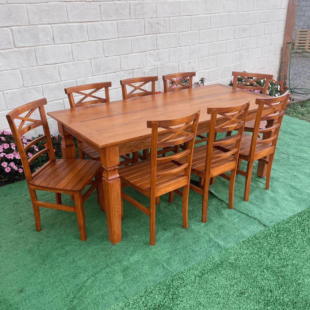 Mesa De Jantar Madeira Maciça 200 X 90 Com 08 Cadeiras Abc Sudeste Rústico - 7