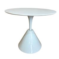 Mesa De Jantar Cone Redonda Masp 90 Cm Tampo Laca Branca Base Branca Cor Marrom - 1