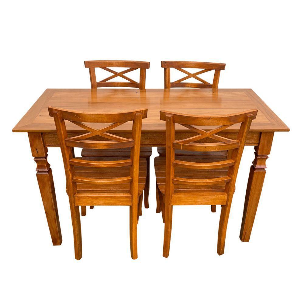 Mesa De Jantar Madeira De Demolição 1.40 X 0.70 Com 04 Cadeiras Abc Sudeste Rústico - 8