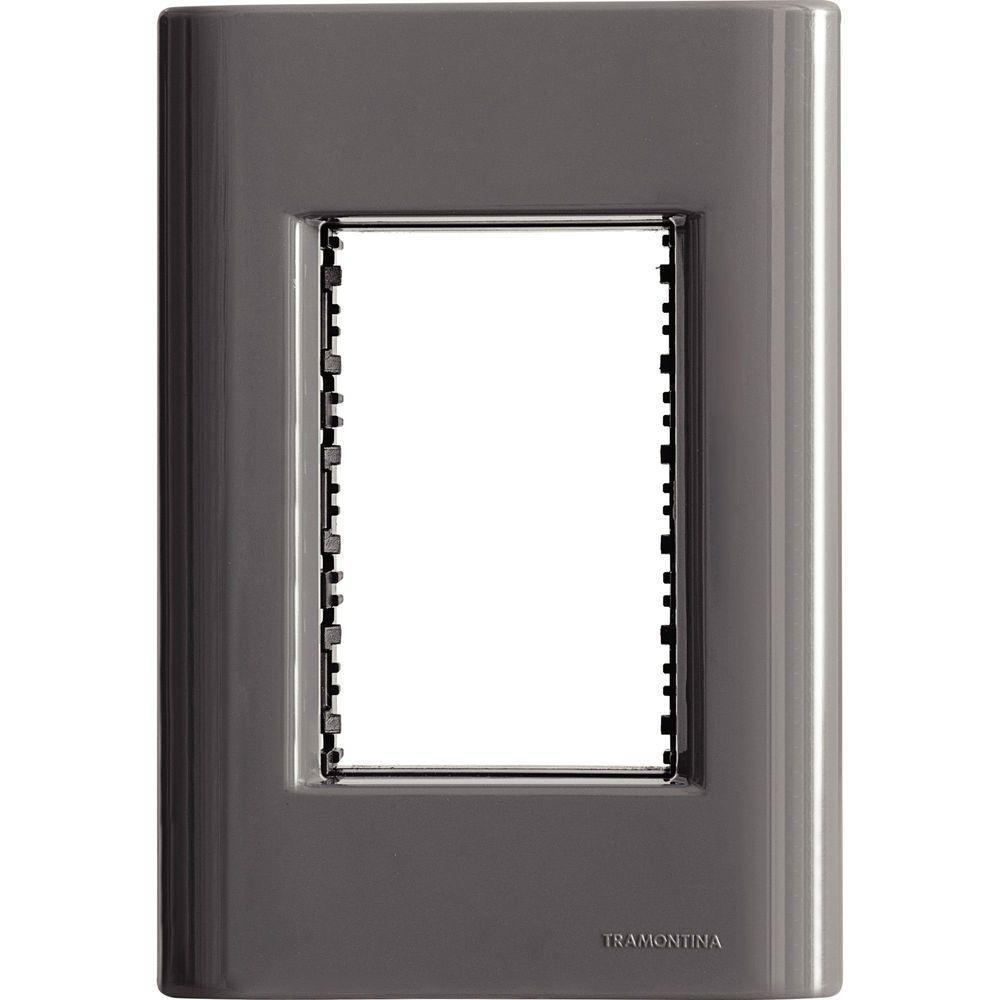 Placa 3 Postos 4x2 Tramontina Giz Titânio Suporte Tramontina - 1