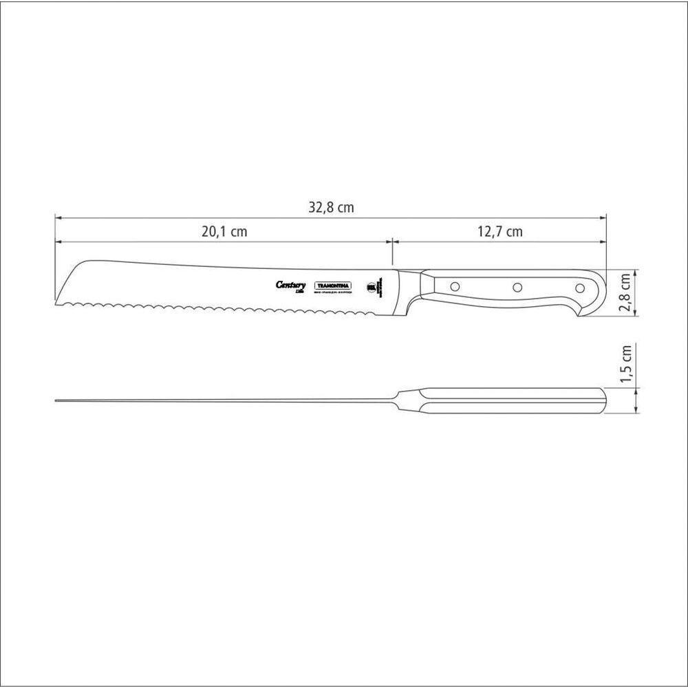 Faca Para Pão Tramontina Century Com Lâmina Em Aço Inox E Cabo Em Policarbonato 8 Tramontina - 2