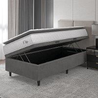 Cama Box Baú Colchão Solteiro Molas Ensacadas City Pillow Top 88x188x64cm Branco-Preto Hellen Suporta até 110kg por Pessoa - 5