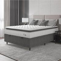 Cama Box Baú Colchão Casal Molas Ensacadas City Pillow Top 138x188x64cm Branco-Preto Hellen Suporta até 110kg por Pessoa - 6