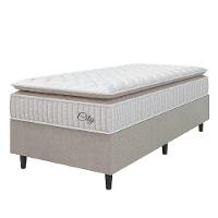 Cama Box Colchão Solteiro Molas Ensacadas City Pillow Top 88x188x61cm Branco-Bege Hellen Suporta até 110kg por Pessoa - 1