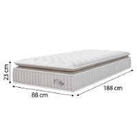 Cama Box Colchão Solteiro Molas Ensacadas City Pillow Top 88x188x61cm Branco-Bege Hellen Suporta até 110kg por Pessoa - 3