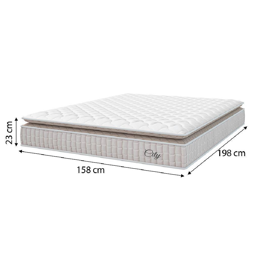 Cama Box Colchão Casal Queen Molas Ensacadas City Pillow Top 158x198x61cm Branco-Bege Hellen Suporta até 110kg por Pessoa - 3
