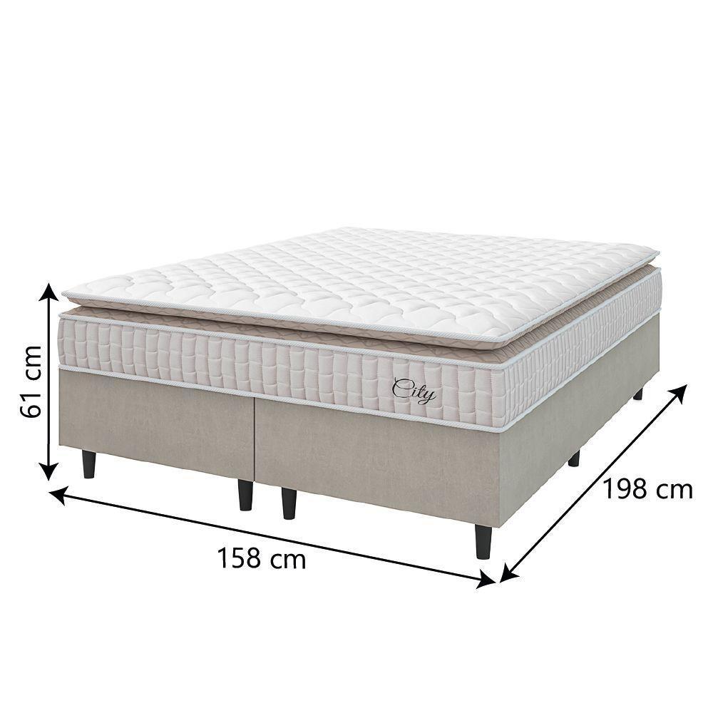 Cama Box Colchão Casal Queen Molas Ensacadas City Pillow Top 158x198x61cm Branco-Bege Hellen Suporta até 110kg por Pessoa - 4