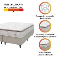 Cama Box Colchão Casal Queen Molas Ensacadas City Pillow Top 158x198x61cm Branco-Bege Hellen Suporta até 110kg por Pessoa - 2