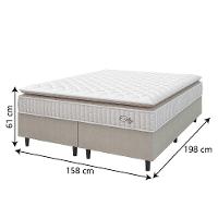 Cama Box Colchão Casal Queen Molas Ensacadas City Pillow Top 158x198x61cm Branco-Bege Hellen Suporta até 110kg por Pessoa
