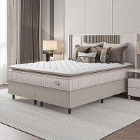 Cama Box Colchão Casal Queen Molas Ensacadas City Pillow Top 158x198x61cm Branco-Bege Hellen Suporta até 110kg por Pessoa - 5