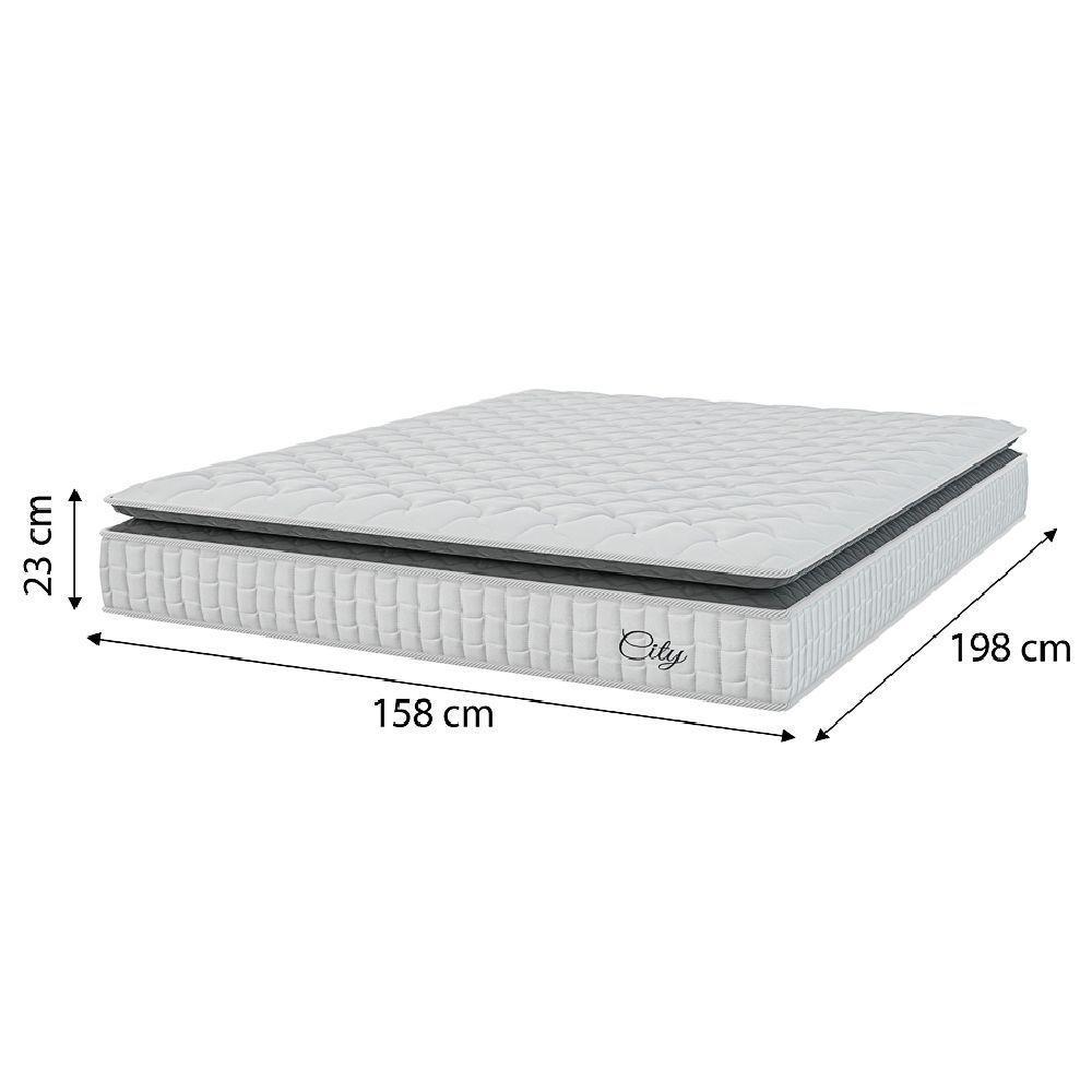 Cama Box Baú Colchão Casal Queen Molas Ensacadas City Pillow Top 158x198x64cm Branco-Preto Hellen Suporta até 110kg por Pessoa - 5