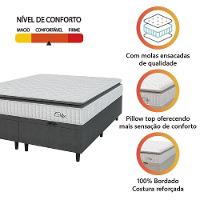 Cama Box Baú Colchão Casal Queen Molas Ensacadas City Pillow Top 158x198x64cm Branco-Preto Hellen Suporta até 110kg por Pessoa - 6