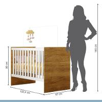 Berço Com Suporte Mosquiteiro E Colchão Life Tigus Baby Branco Madeirado Ypê - 6