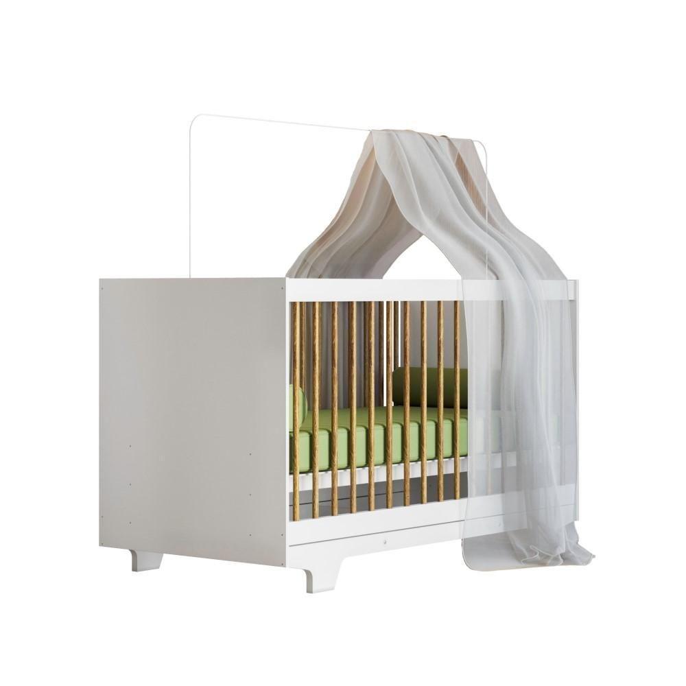 Berço Mini Cama Flocos Com Colchão Tigus Baby Branco - 1