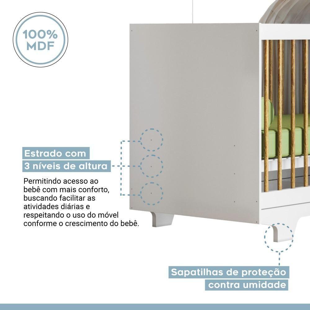Berço Mini Cama Flocos Com Colchão Tigus Baby Branco - 3