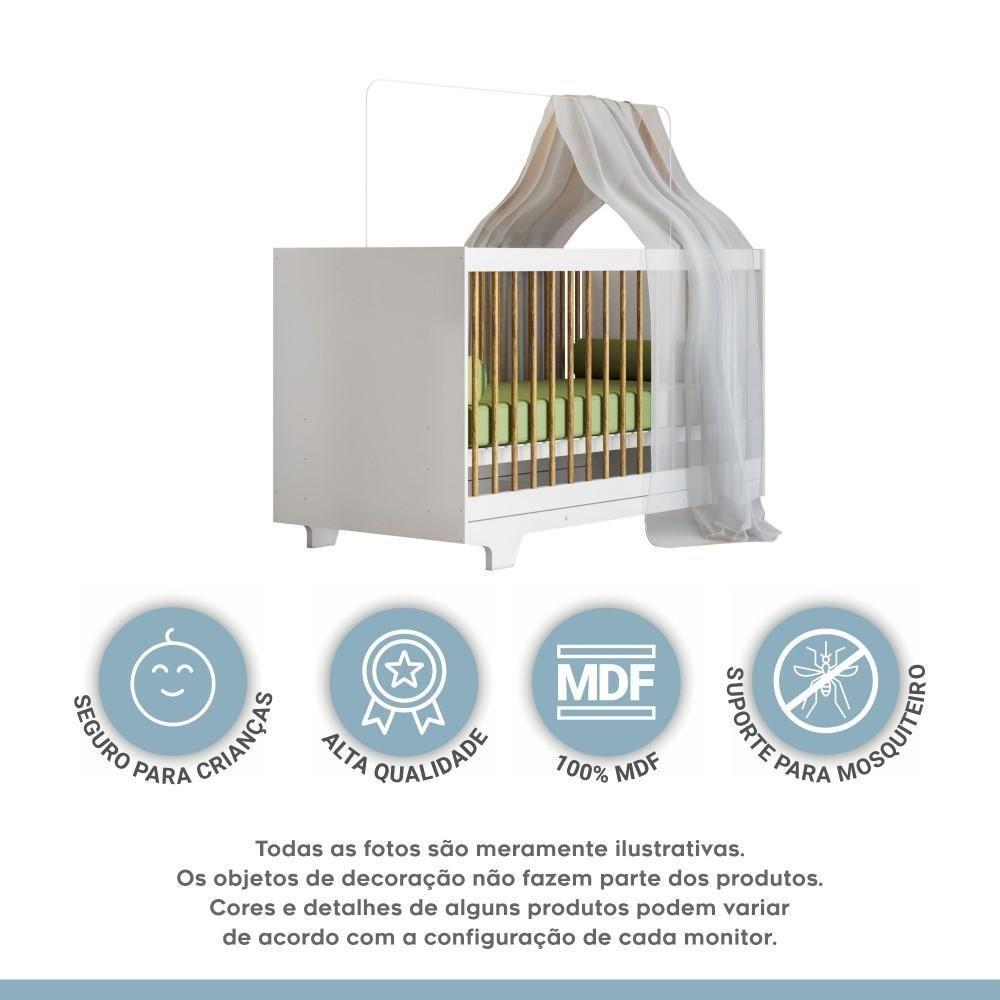 Berço Mini Cama Flocos Com Colchão Tigus Baby Branco - 6