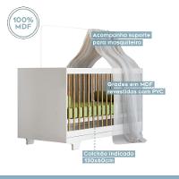 Berço Mini Cama Flocos Com Colchão Tigus Baby Branco