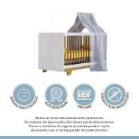 Berço Mini Cama Flocos Com Colchão Tigus Baby Branco Madeirado Ypê - 2